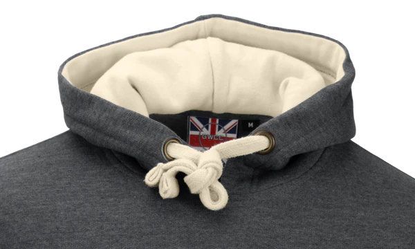 LE129CO Unisex London England Applique Embroidery Hoodie Charcoal