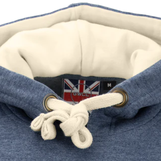 LE129D/O Unisex London England Applique Embroidery Hoodie Denim blue