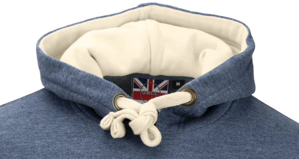 LE129D/O Unisex London England Applique Embroidery Hoodie Denim blue