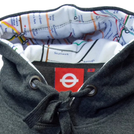 TFL129LON Licensed Unisex London Roundel Applique Embroidery Charcoal XS TO 2XL