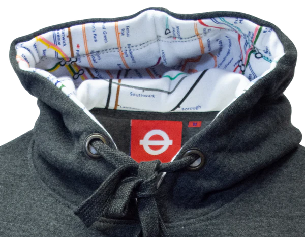 TFL129LON Licensed Unisex London Roundel Applique Embroidery Charcoal XS TO 2XL