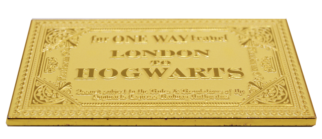 HPHW2107MAG Licensed Harry Potter Hogwarts Express Golden Ticket Fridge Magnet is made with shiny gold also for lockers