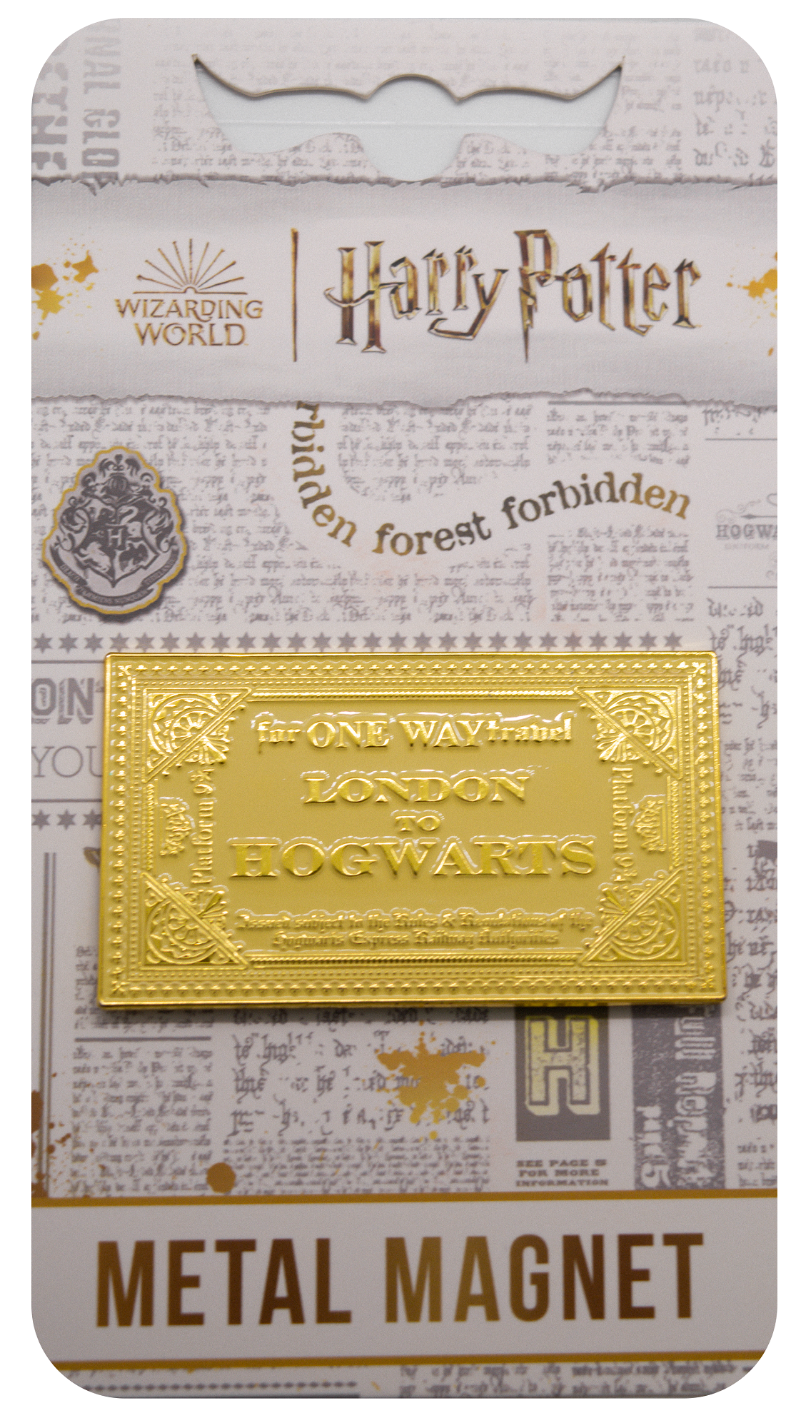 HPHW2107MAG Licensed Harry Potter Hogwarts Express Golden Ticket Fridge Magnet is made with shiny gold also for lockers