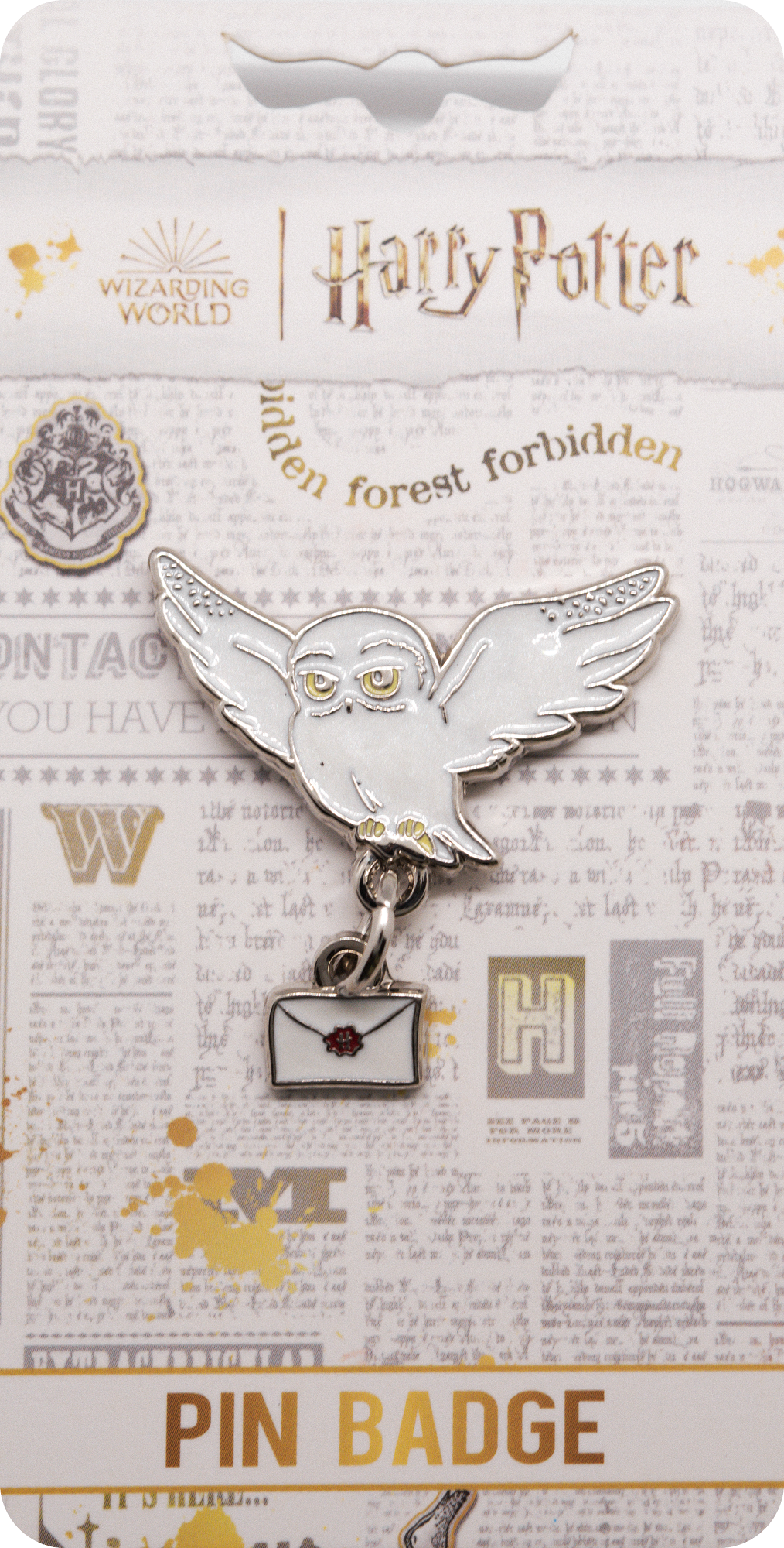 HPHL2208PB Licensed Harry Potter Hedwig and letter Pin Badge