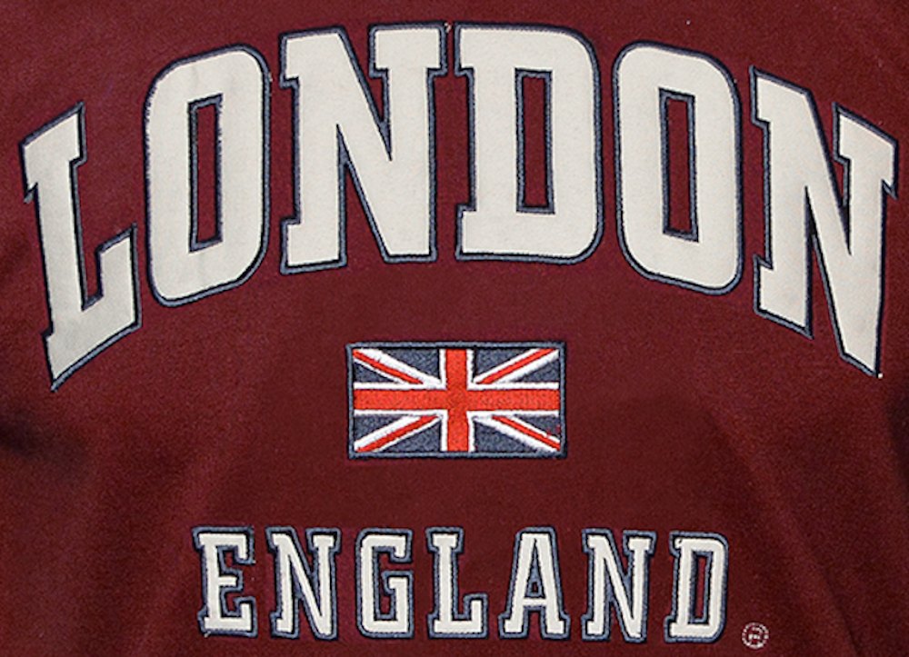 LE105M0 Unisex London England Applique Embroidery T-Shirt XS TO 2XL