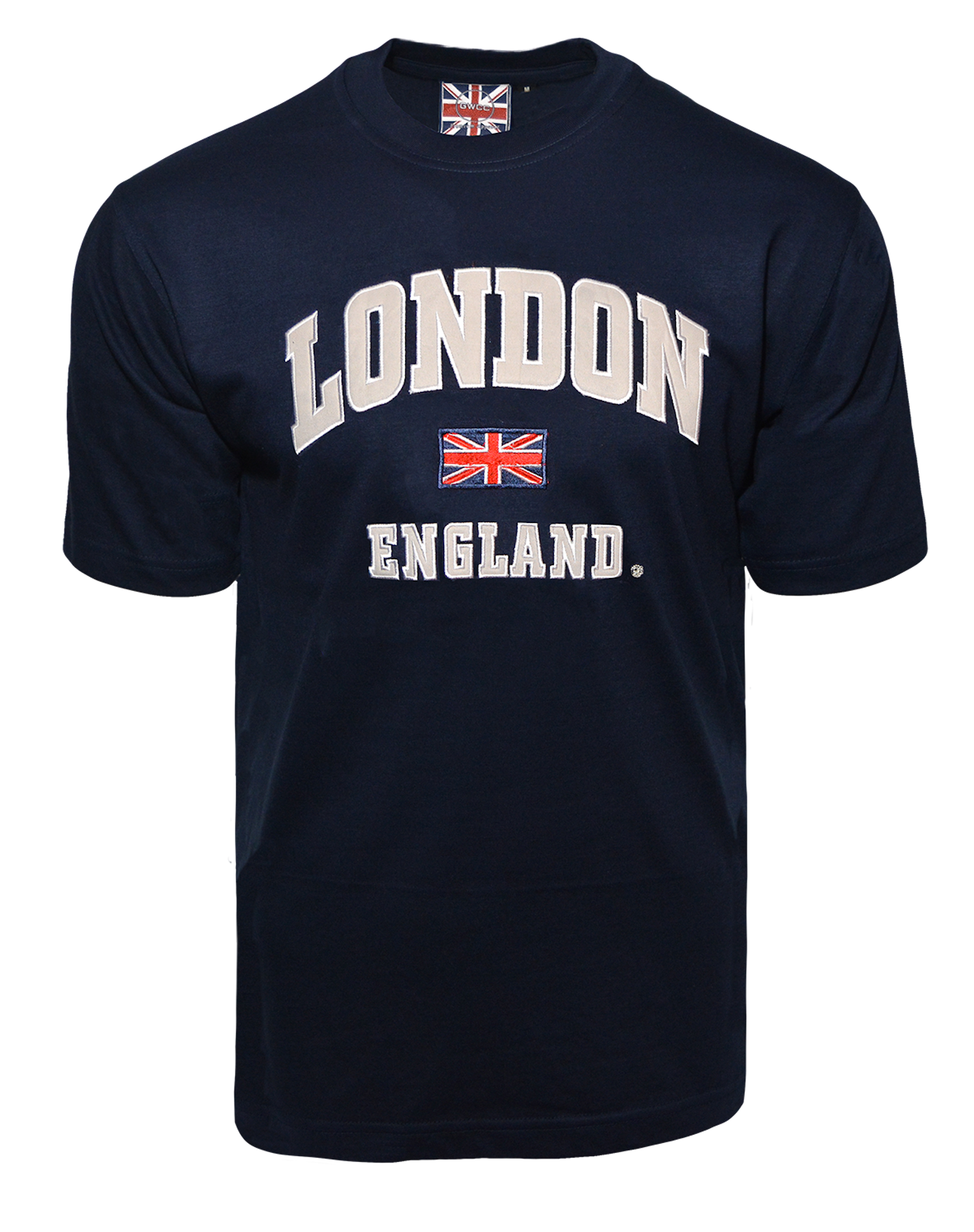 LE105NG Unisex London England Applique Embroidery T Shirt Navy XS TO 4XL