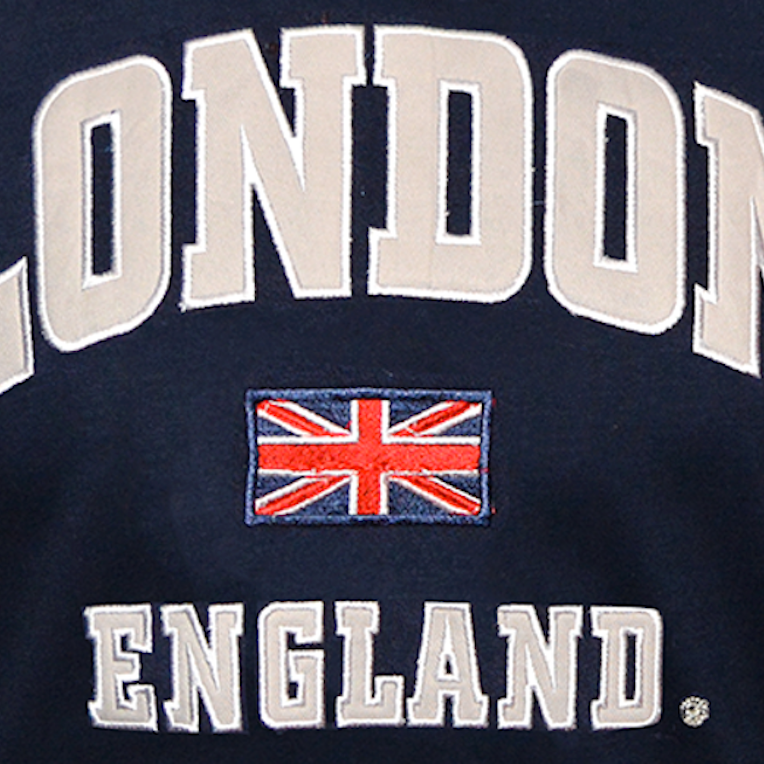 LE105NG Unisex London England Applique Embroidery T Shirt Navy XS TO 4XL