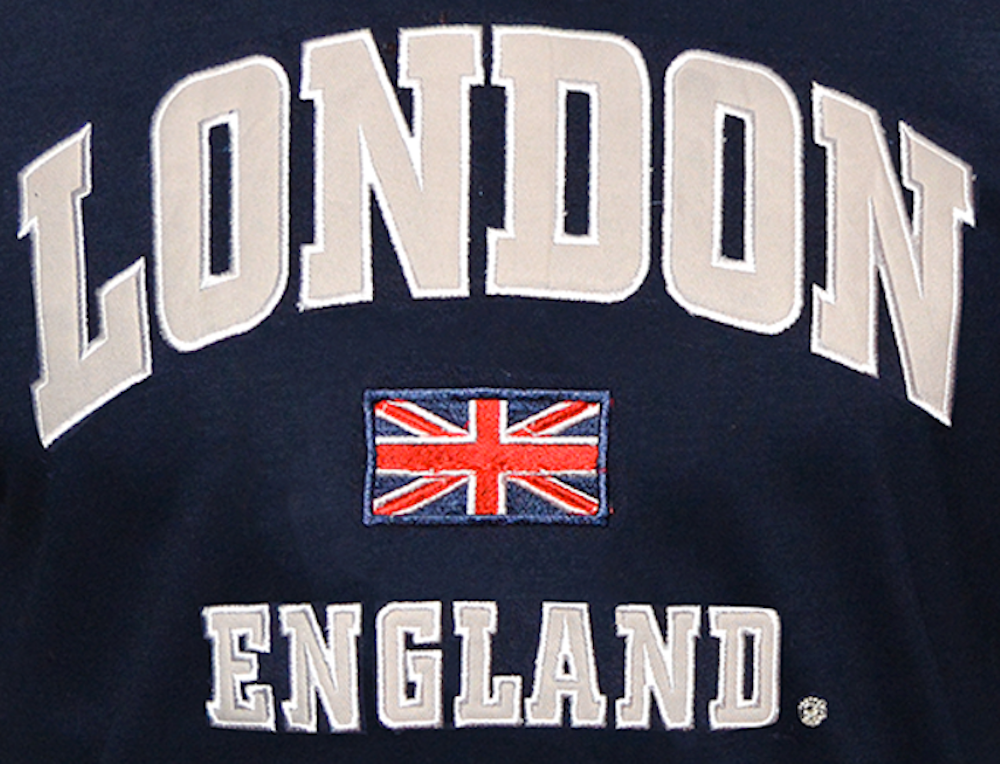 LE105NG Unisex London England Applique Embroidery T Shirt Navy XS TO 4XL