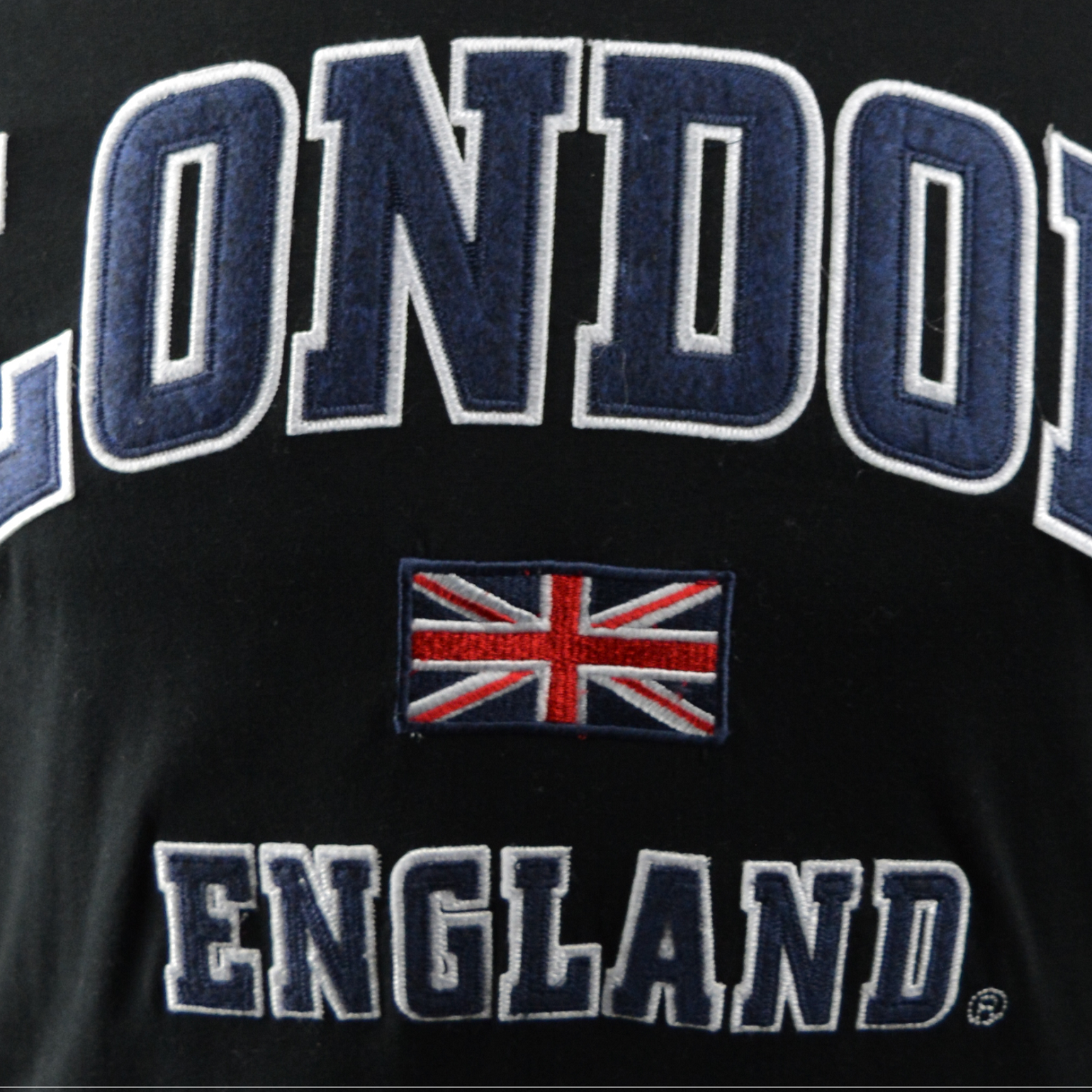 LE105NB Unisex London England Applique Embroidery Blac T Shirt XS to 4XL