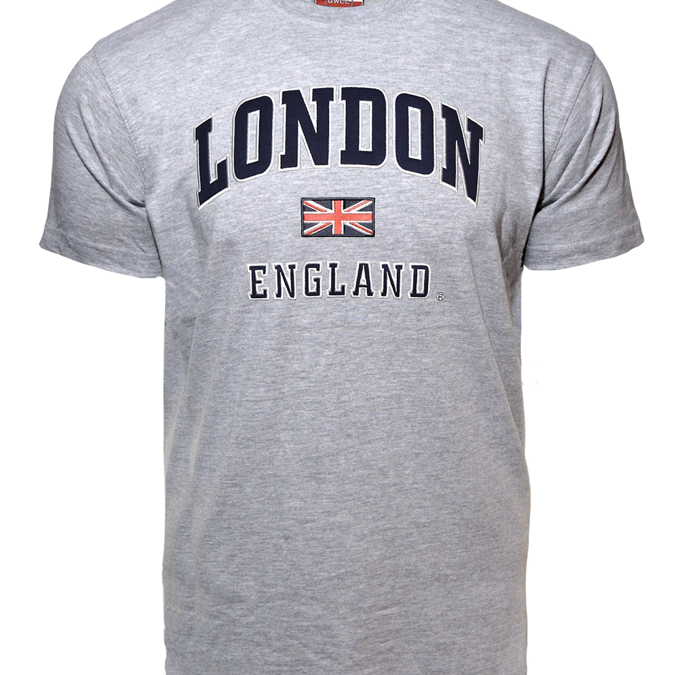 LE105GN Unisex London England Applique Embroidery T-Shirt Grey/Navy Xs to 4xl