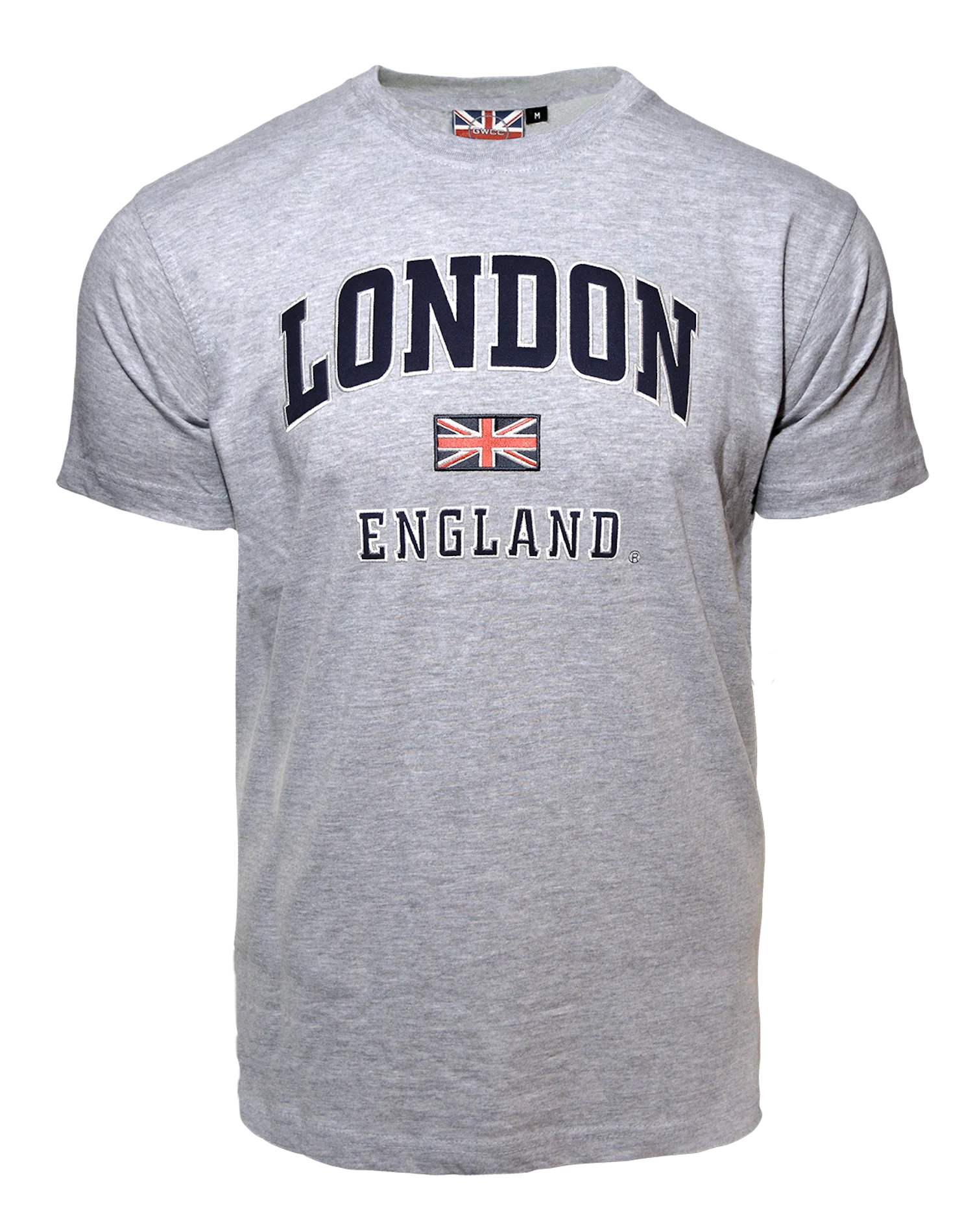 LE105GN Unisex London England Applique Embroidery T-Shirt Grey/Navy Xs to 4xl