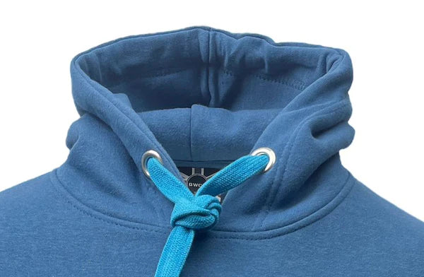 LE129PB Unisex London England Applique Embroidery Hoodie Petrol Blue XS TO 4XL