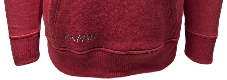 LE129RR Unisex London England Applique Embroidery Hoodie Ruby Red XS TO 4XL