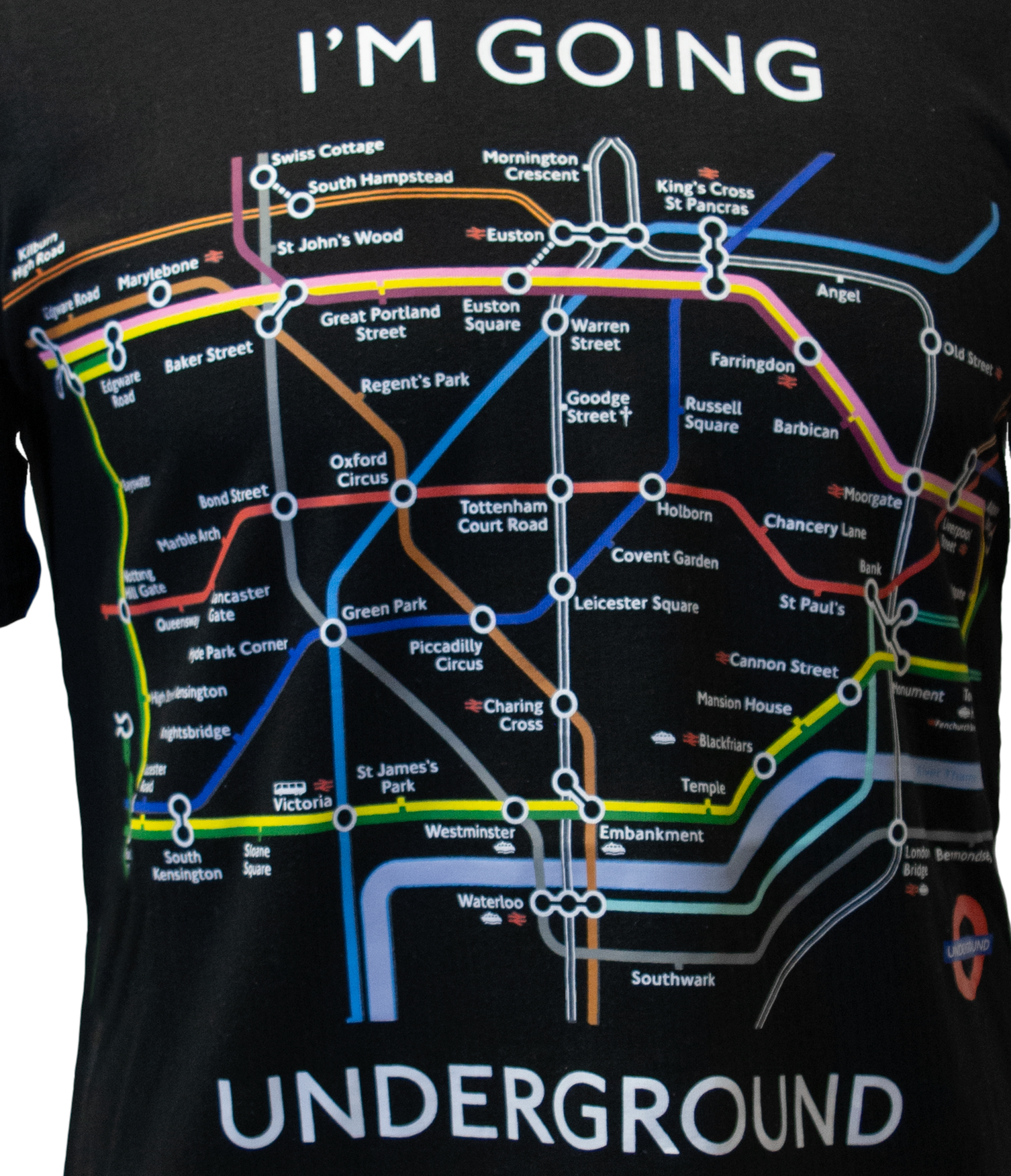 TFL104B Licensed Unisex London Undergound Tube Map T Shirt Black XS TO 4XL