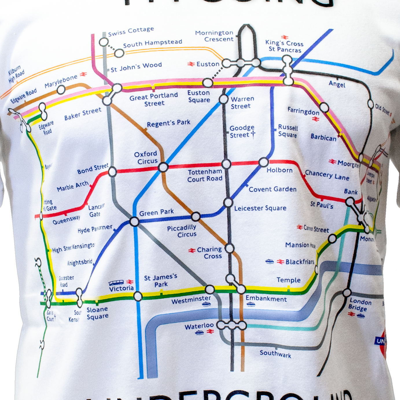 TFL104W Licensed Unisex London Undergound Tube Map T Shirt White XS TO 4XL
