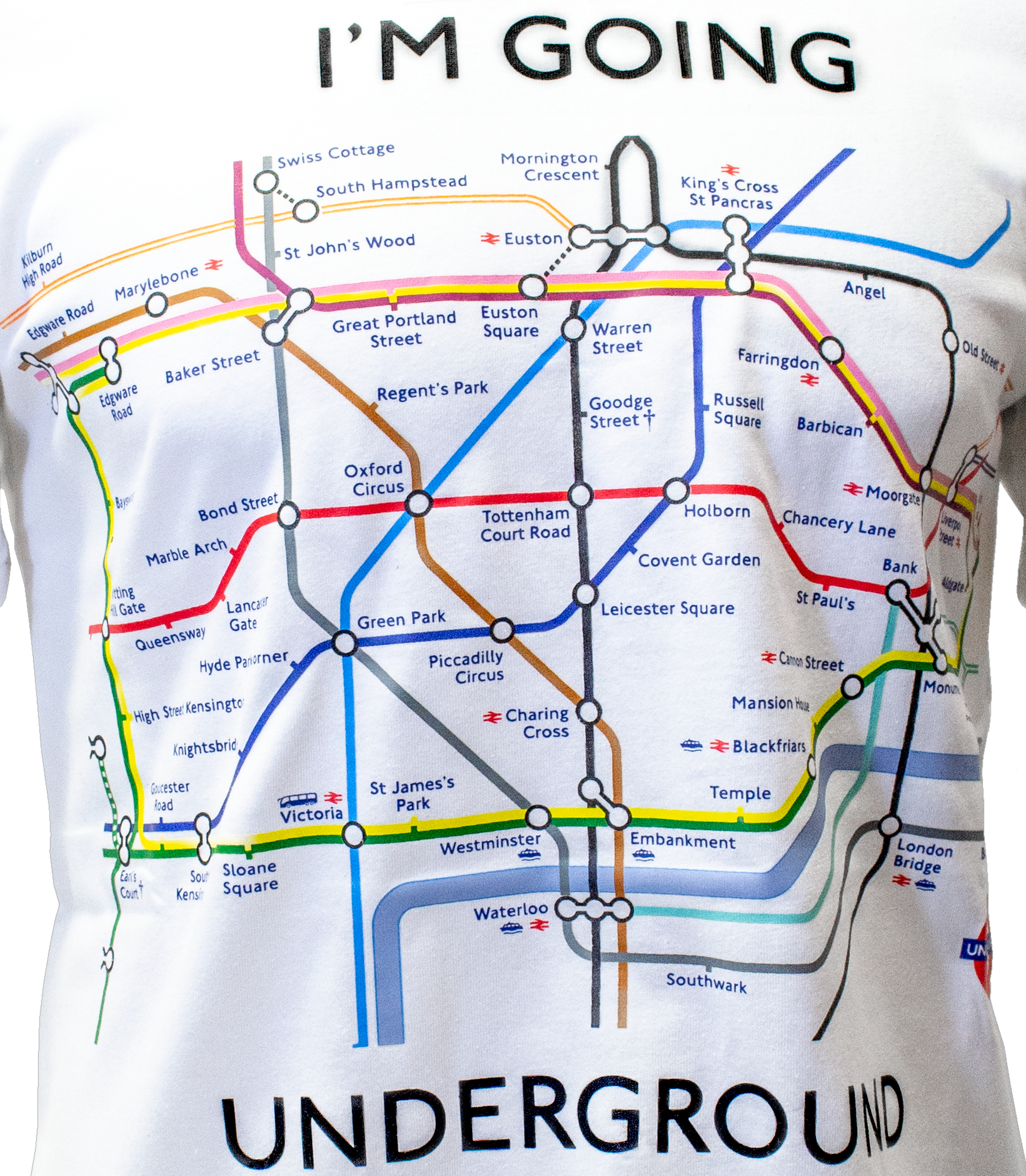 TFL104W Licensed Unisex London Undergound Tube Map T Shirt White XS TO 4XL