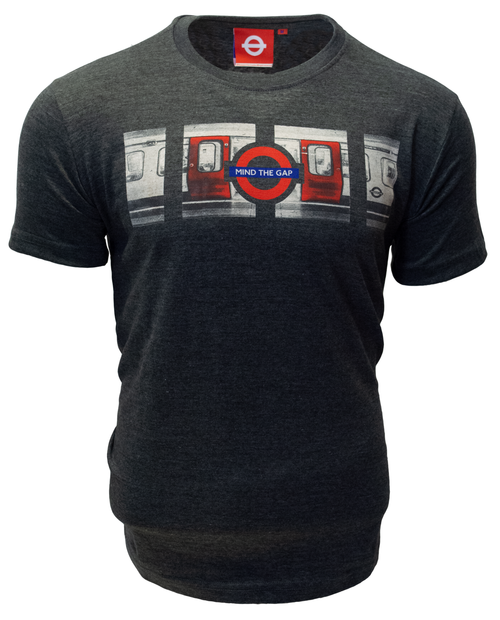 TFL106C Licensed Unisex Mind The Gap Underground T-Shirt Charcoal S TO XL