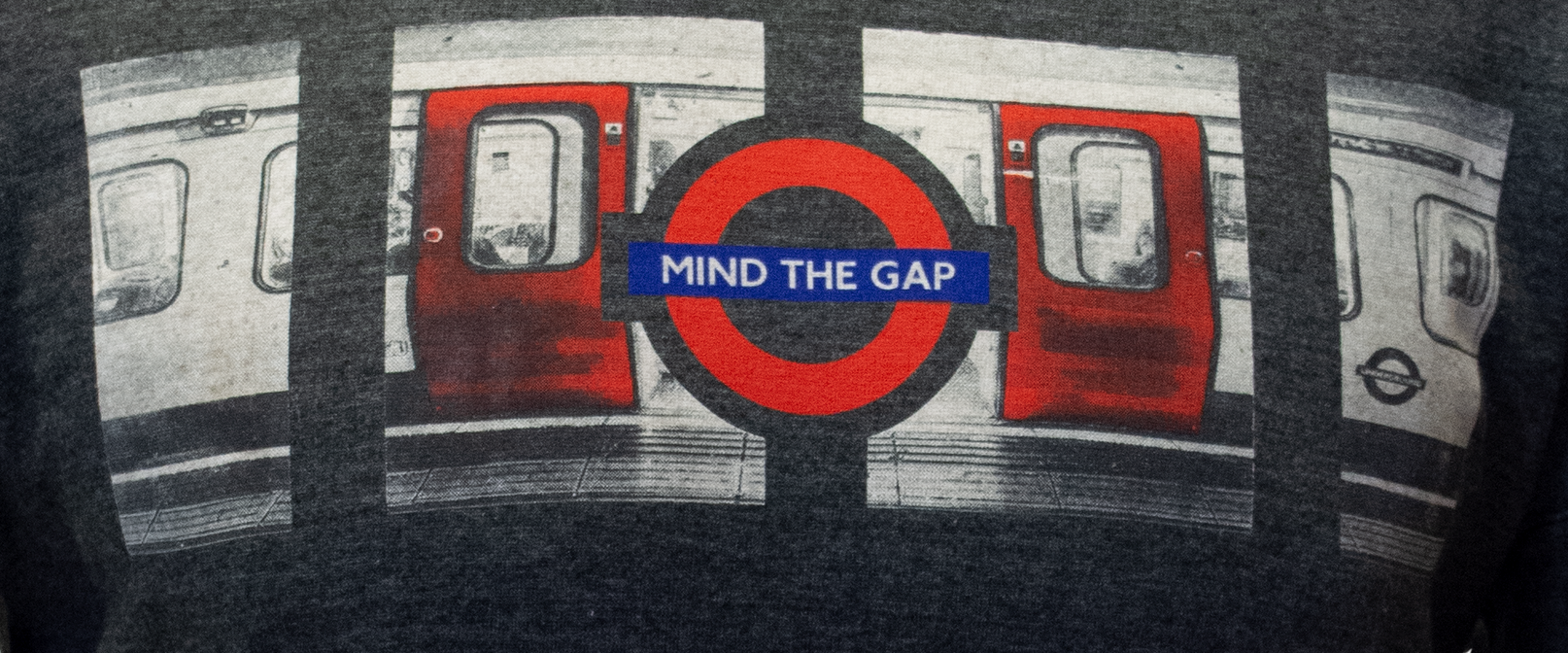 TFL106C Licensed Unisex Mind The Gap Underground T-Shirt Charcoal S TO XL