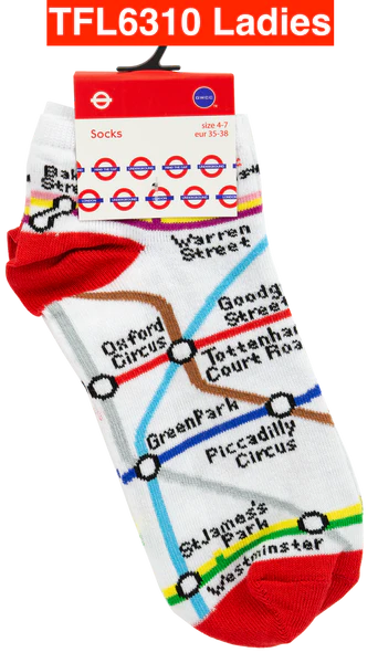 TFL6310 Licensed London Underground Tube Map Trainer Socks Ladies